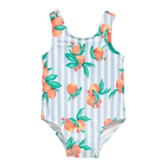 Old Navy Peaches and Stripes Baby Swimsuit 6-9 Months - Picture 1 of 8